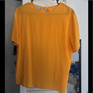 Mustard golden yellow silk vintage blouse